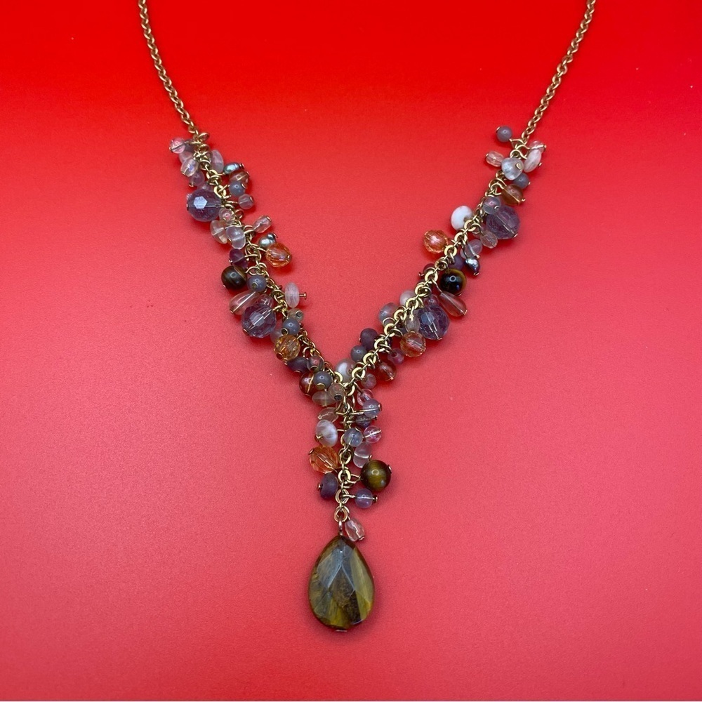 Vintage Cluster Beaded Necklace and Earring Set - Picture 2 of 6